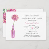 Roze pony Glass Fles Vase Housewarming Kaart (Voorkant / Achterkant)