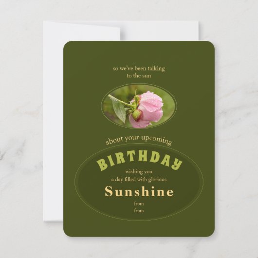 Roze pony glittering raindrops Birthday Card Kaart (Achterkant)
