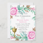 Roze pony Gold Chalice First Communie Kaart (Voorkant)