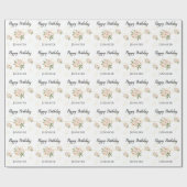  roze pony Happy Birthday-verlooppapier Cadeaupapier (Vlak)