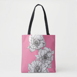 Roze pony in inkt tote bag
