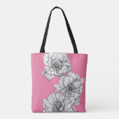 Roze pony in inkt tote bag (Achterkant)