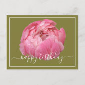 Roze pony met dauw druppelt groene achtergrond op  briefkaart (Voorkant)