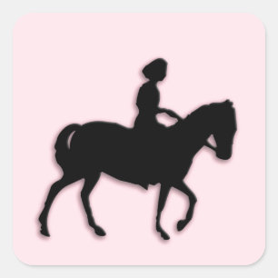 Roze pony met klein meisje vierkante sticker