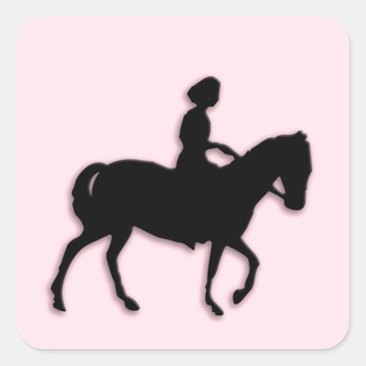 Roze pony met klein meisje vierkante sticker (Voorkant)