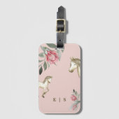 Roze Pony Monogram Girl Bagagelabel (Voorkant (verticaal))