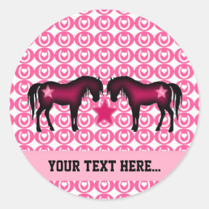 Roze Pony op maat Ronde Sticker