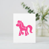 Roze pony paard briefkaart (Staand voorkant)