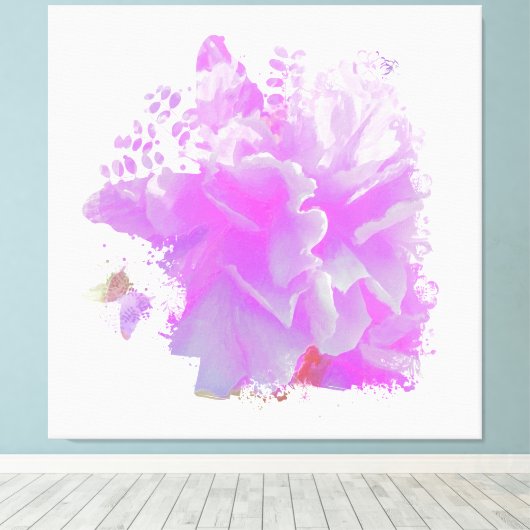 *~* Roze pony Painting Art Butterfly AR3 Canvas Afdruk (Insitu (Houten vloer))