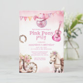 Roze Pony Party Country Western Meisje Verjaardag Kaart (Staand voorkant)
