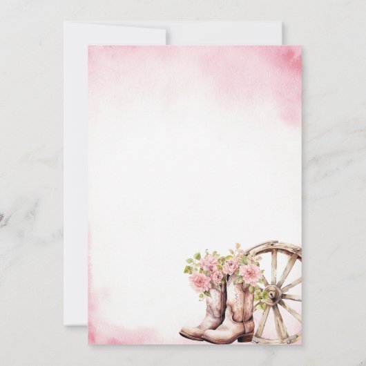 Roze Pony Party Cowgirl Verjaardag Kaart (Achterkant)