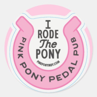 Roze pony pedaal pub ronde sticker