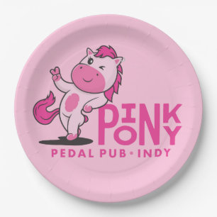 Roze Pony Pedal Pub Indy - Roze Party Borden Papieren Bordje