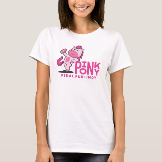Roze Pony Pedal Pub Indy T-shirt (Voorkant)