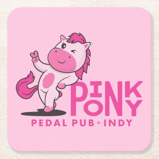 Roze Pony Pedal Pub - Roze Onderzetter (Voorkant)