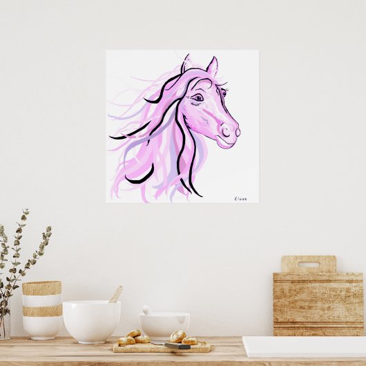  Roze Pony Poster (Keuken)