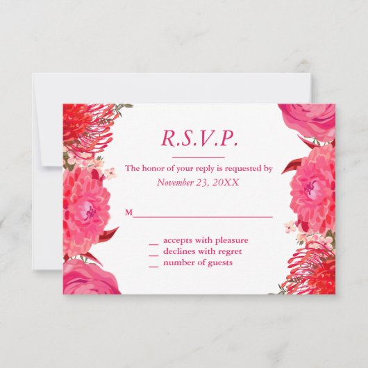  roze pony-reactiekaart RSVP kaartje (Voorkant)