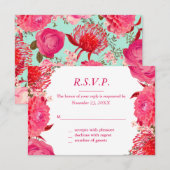  roze pony-reactiekaart RSVP kaartje (Voorkant / Achterkant)