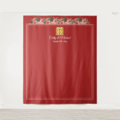 Roze pony rode moderne chinese trouwachtergrond wandkleed (Voorkant)