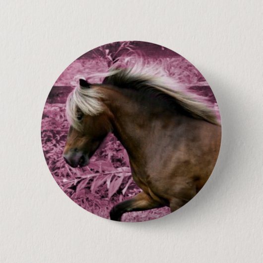 Roze Pony Ronde Button 5,7 Cm (Voorkant)