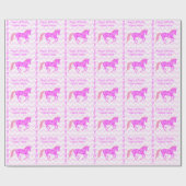 Roze Pony Schattigee Chevron Pattern Happy Birthda Cadeaupapier (Vlak)