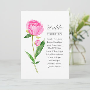 Roze pony Single Wedding Table Seating Chart   Kaart