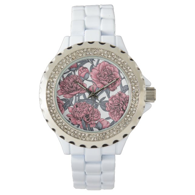 Roze pony-tuin horloge (Voorkant)
