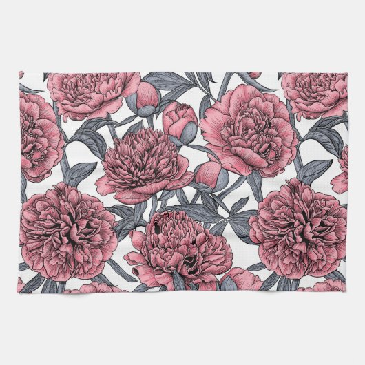 Roze pony-tuin theedoek (Horizontaal)
