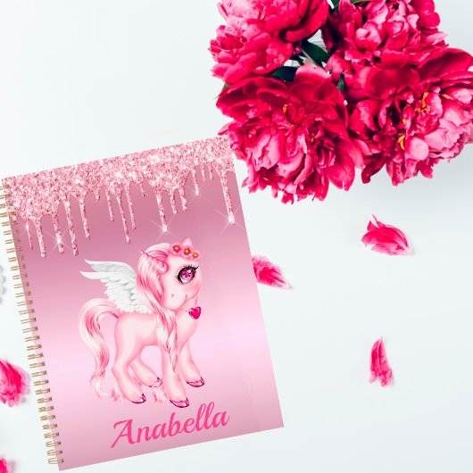 Roze Pony Unicorn Glitter Drives Planner