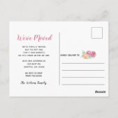 Roze pony Vase We hebben een nieuw adres verplaats Briefkaart (Achterkant)