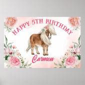 Roze pony verjaardag helemaal opgewonden op cowgir poster (Voorkant)