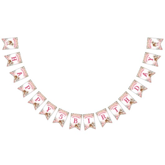 Roze pony verjaardag helemaal opgewonden op cowgir vlaggetjes (Alle)