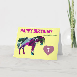 Roze Pony Verjaardag Kaart - 7 jaar