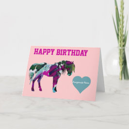Roze Pony Verjaardag Kaart - Custom Pony Kaart