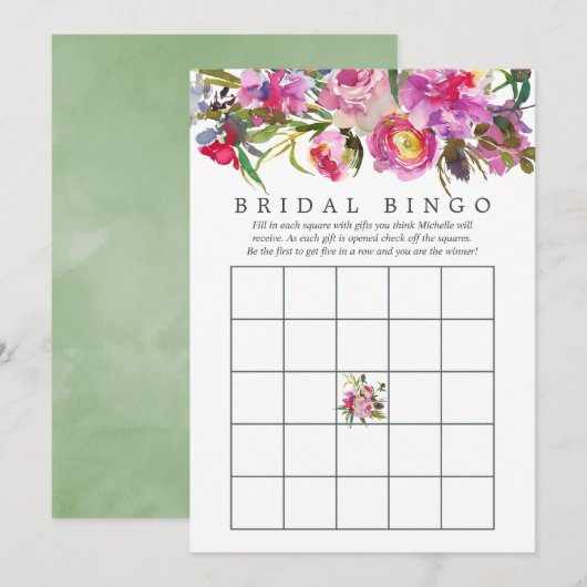  roze pony Vrijgezellenfeest Bingo Kaart (Voorkant / Achterkant)