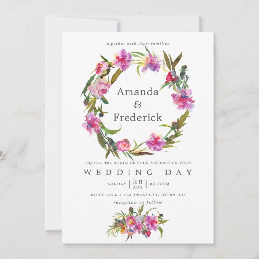  roze pony Waterverf bruiloft uitnodiging (Voorkant)