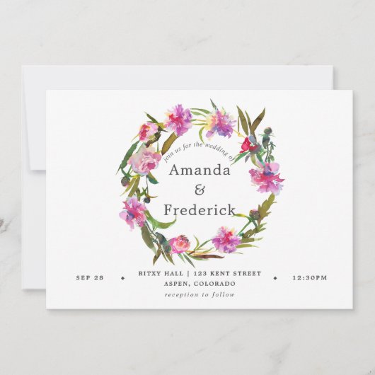  roze pony Waterverf bruiloft uitnodiging (Voorkant)