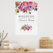  roze pony Waterverf bruiloft Welkomstwoord Poster (Keuken)