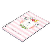  roze pony Waterverf Flowers met Stripes Notitieboek (Linkerzijde)