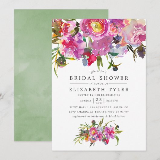 roze pony Waterverf Vrijgezellenfeest Kaart (Voorkant / Achterkant)