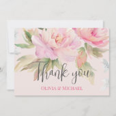 Roze pony Waterverf Weddenschap Hartelijk dank Bedankkaart (Voorkant)