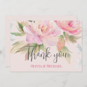 Roze pony Waterverf Weddenschap Hartelijk dank Bedankkaart (Voorkant / Achterkant)