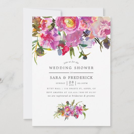  roze pony Waterverf Wedding Shower Kaart (Voorkant)