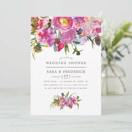  roze pony Waterverf Wedding Shower Kaart (Staand voorkant)