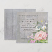 Roze pony Wild Daisy Flower Grey Rustic Wood Kaart (Voorkant / Achterkant)