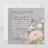 Roze pony Wild Daisy Flower Grey Rustic Wood Kaart (Voorkant)