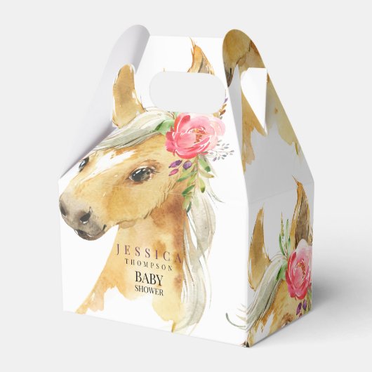 Roze Pony Wit Baby shower Bedankdoosjes (Achterkant)