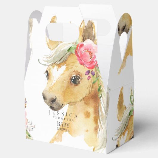 Roze Pony Wit Baby shower Bedankdoosjes (Geopend)