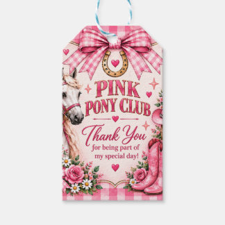 Roze Ponyclub Cowgirl Verjaardag Cadeaulabel