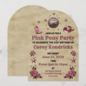 Roze Ponyfeest Kaart (Voorkant / Achterkant)